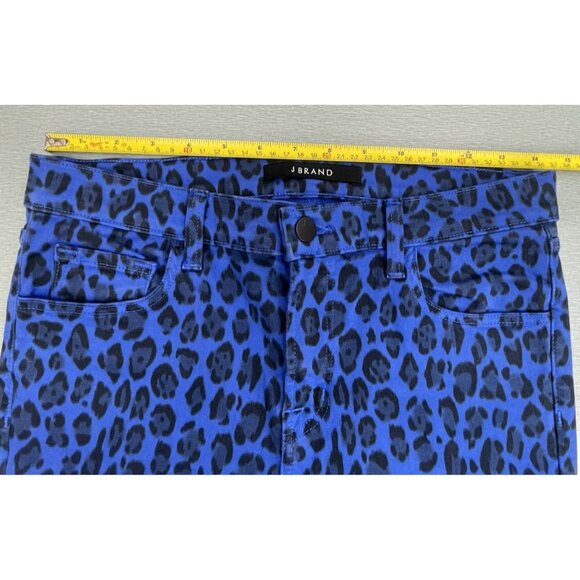 J BRAND  Blue Royal Jaguar Print Mid Rise Crop Ankle Skinny Jeans Size 28" - Picture 10 of 16